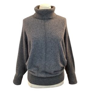 Precious Fibers Cashmere Loose Turtleneck Dohlman Sleeve Sweater Gray